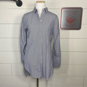 J Crew, Relaxed-fit, crisp, cotton, poplin shirt, in navy stripe, 3/48$